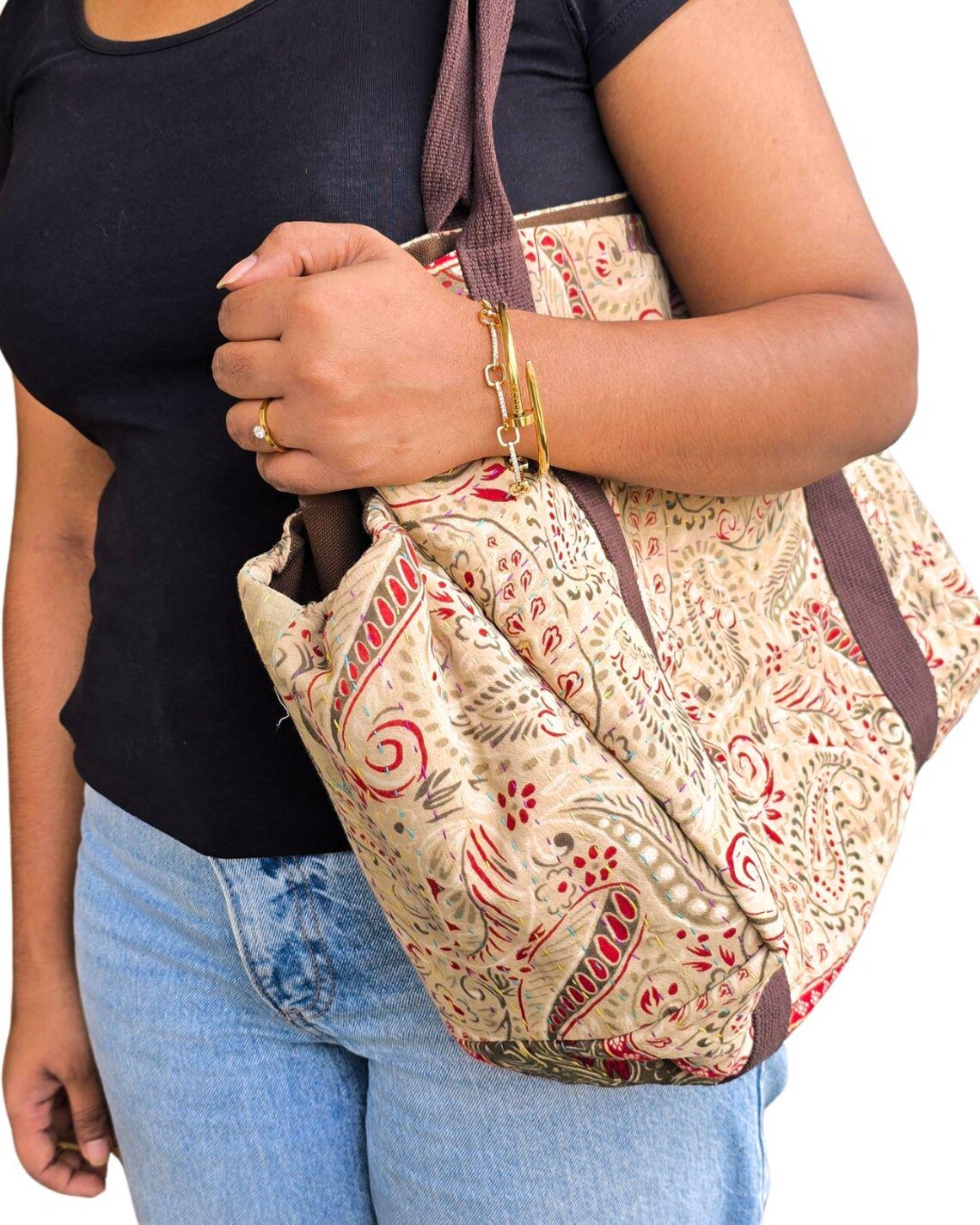 Basha Kantha Everyday Bag in Beige