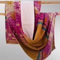 Basha Kantha Queen Bedspreads from Vintage Cotton - Golden and Rose