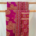 Basha Large Kantha Quilt in Shades of Magenta