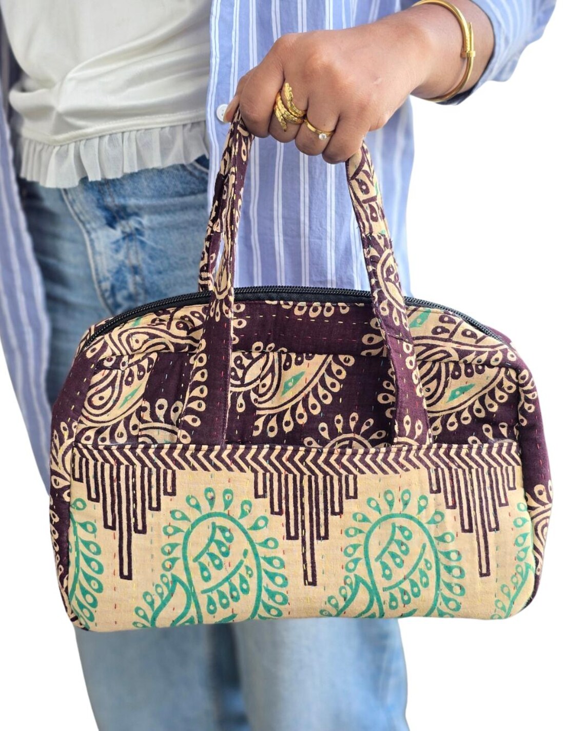 Basha Kantha Mini Duffel Bag in Deep Burgundy