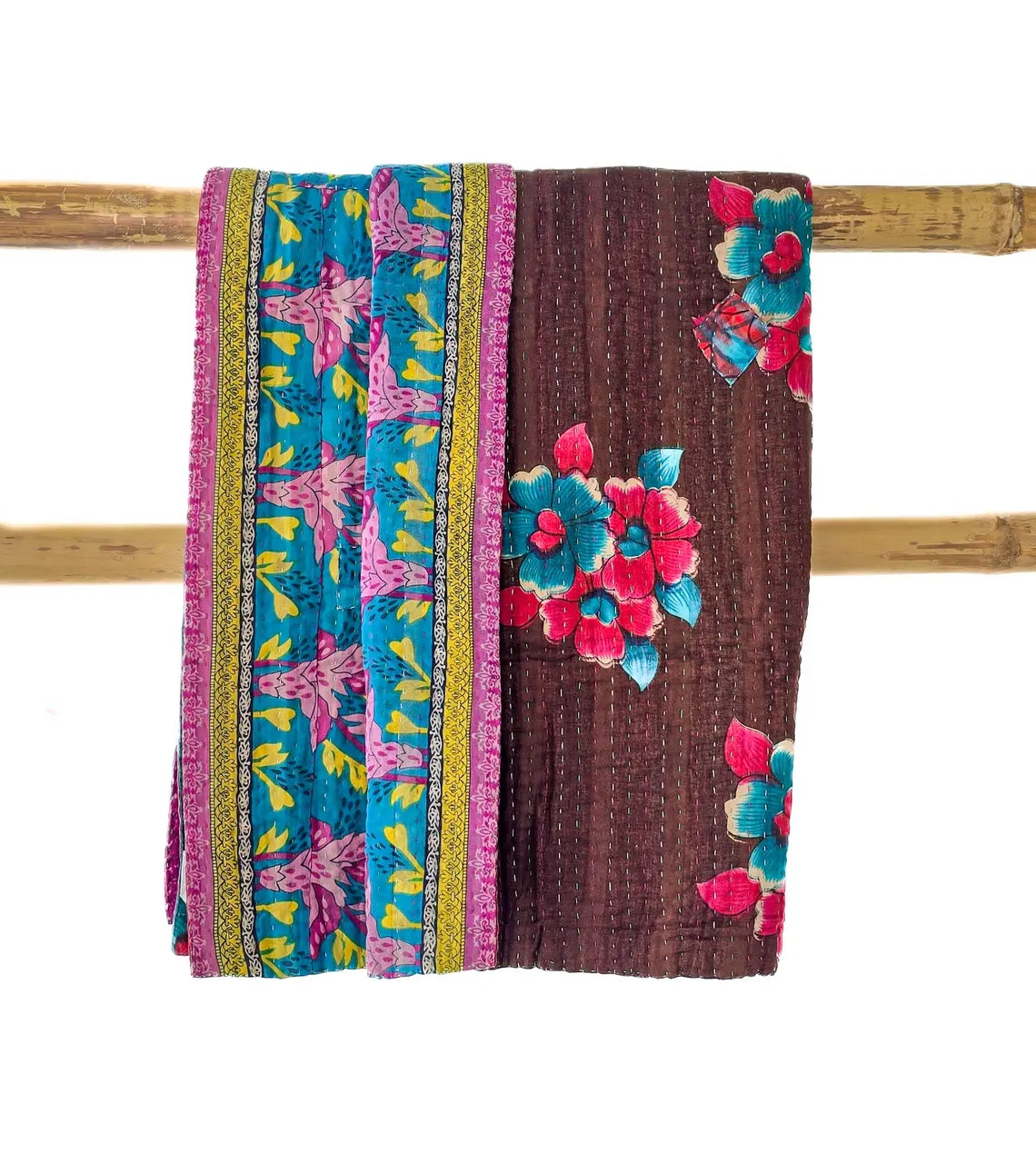 Basha throw blanket in dark brown and blue