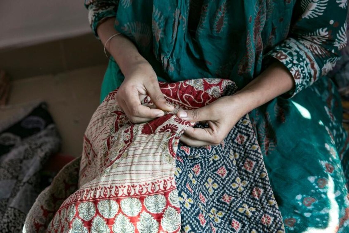 Basha Kantha King Bedspreads from Vintage Cotton, Shades of Fuschia