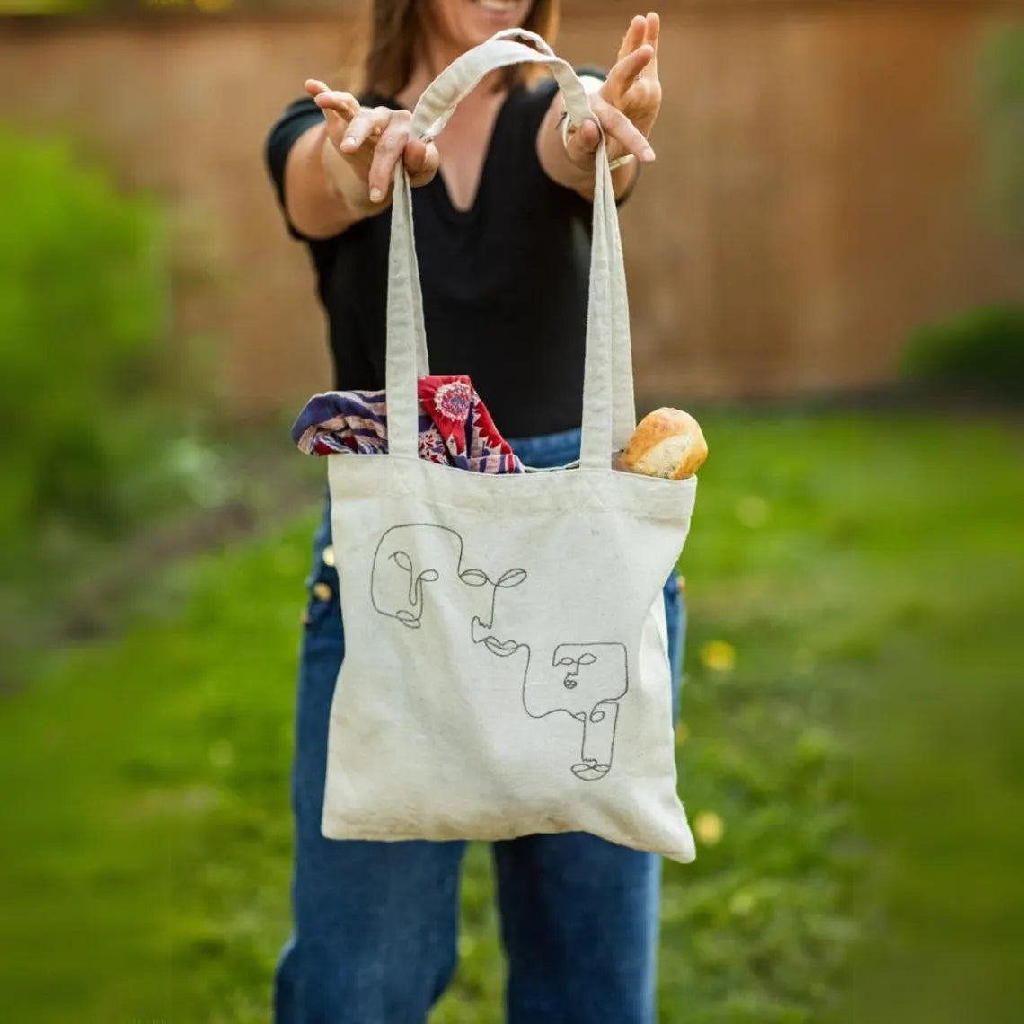 Basha Hand Embroidered Shopper Tote Bag with Lining